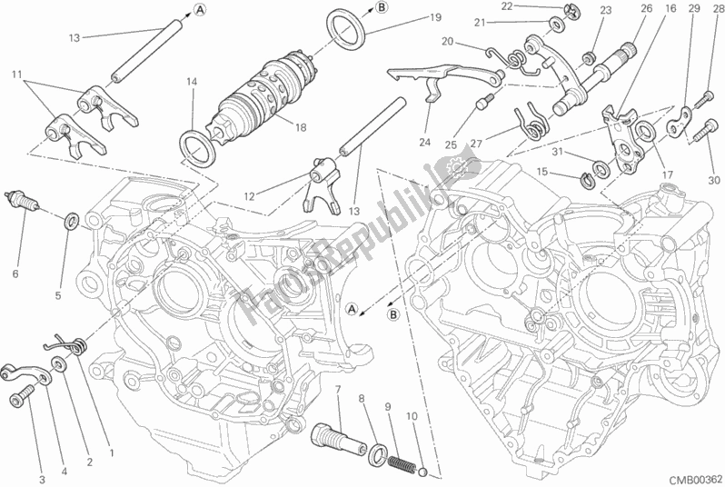 All parts for the Shift Cam - Fork of the Ducati Superbike 848 EVO Corse SE USA 2012
